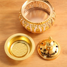 Load image into Gallery viewer, Metal Arabian Incense Burner Metal Censer Home Fragrances Diffuser Oriental Style F4A0 Golden Flower Design