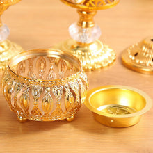 Load image into Gallery viewer, Metal Arabian Incense Burner Metal Censer Home Fragrances Diffuser Oriental Style F4A0 Golden Flower Design