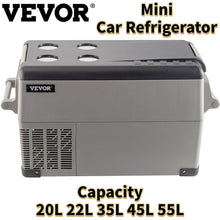 Load image into Gallery viewer, VEVOR Mini Car Refrigerator - Freezer 20L 22L 35L 45L 55L Portable Compressor Cooler 12V/24V DC 110-240V