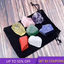 Load image into Gallery viewer, 7 Chakra Healing Crystal Stones Set w / Pouch
