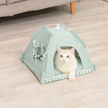 Load image into Gallery viewer, Tent House Cat Bed Portable Removable Washable Teepee with Cushion