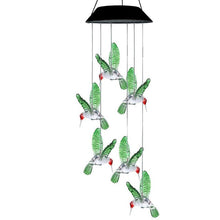 Load image into Gallery viewer, Garden Solar Hummingbird Butterfly Dragonfly Colorful Changing Wind Chime Light