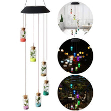 Load image into Gallery viewer, Garden Solar Hummingbird Butterfly Dragonfly Colorful Changing Wind Chime Light