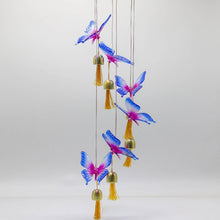 Load image into Gallery viewer, Garden Solar Hummingbird Butterfly Dragonfly Colorful Changing Wind Chime Light