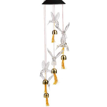 Load image into Gallery viewer, Garden Solar Hummingbird Butterfly Dragonfly Colorful Changing Wind Chime Light