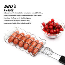 Load image into Gallery viewer, Barbecue Grilling Basket 6 Hot Dogs Metal BBQ Sausage Rack Grill Mesh Clip