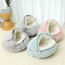 Load image into Gallery viewer, 40-50cm Long Plush Pet Bed Semi-surrounded Kennel Deep Sleep