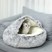 Load image into Gallery viewer, 40-50cm Long Plush Pet Bed Semi-surrounded Kennel Deep Sleep