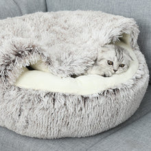Load image into Gallery viewer, 40-50cm Long Plush Pet Bed Semi-surrounded Kennel Deep Sleep