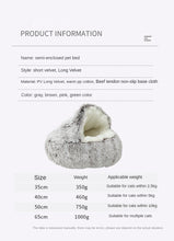 Load image into Gallery viewer, 40-50cm Long Plush Pet Bed Semi-surrounded Kennel Deep Sleep