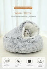 Load image into Gallery viewer, 40-50cm Long Plush Pet Bed Semi-surrounded Kennel Deep Sleep