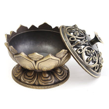 Load image into Gallery viewer, Chinese Buddha Alloy Incense Burner Lotus Flower Incense Holder Handmade