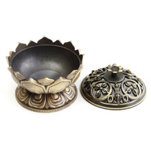 Load image into Gallery viewer, Chinese Buddha Alloy Incense Burner Lotus Flower Incense Holder Handmade
