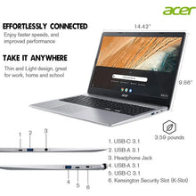 Load image into Gallery viewer, Acer Chromebook 315 Laptop for Business, 15.6" HD Display, Intel Celeron N4020, 4GB RAM 64GB eMMC, Intel UHD Graphics, Chrom OS
