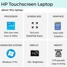 Load image into Gallery viewer, HP 2024 Business Laptop, 15.6" Touchscreen Laptop, Intel Core i3-1215U, Up To 64GB RAM, 2TB SSD, Intel UHD Graphics, Silver
