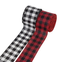 Load image into Gallery viewer, Christmas Burlap Ribbon Roll Xmas Tree Twine Streamer Ribbon Car Truck Red Plaid Tape for Christmas Gift Wrapping DIY Bow Craft
