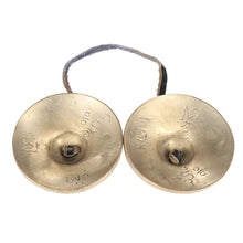 Load image into Gallery viewer, 2.6in/6.5cm Handcrafted Tibetan Meditation Tingsha Cymbal Bell with Buddhist The Eight Auspicious Symbols

