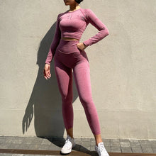 Load image into Gallery viewer, 2pcs Women Seamless Yoga Set Workout Clothes Long Sleeve Gym Crop Top High Waist Leggings Fitness Sports Wear Sport Suit Gymwear
