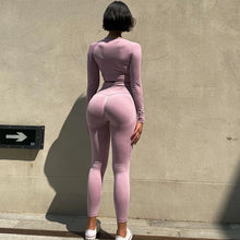 Load image into Gallery viewer, 2pcs Women Seamless Yoga Set Workout Clothes Long Sleeve Gym Crop Top High Waist Leggings Fitness Sports Wear Sport Suit Gymwear
