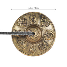Load image into Gallery viewer, 2.6in/6.5cm Handcrafted Tibetan Meditation Tingsha Cymbal Bell with Buddhist The Eight Auspicious Symbols
