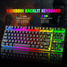 Load image into Gallery viewer, Wireless Gaming Keyboard and Mouse Combo,Rainbow Backlit Rechargeable 3800mAh Battery,87 Keys Mechanical Feel Keyboard
