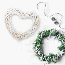 Load image into Gallery viewer, Garland Wreath Rattan Ring Heart Shaped Hoops DIY Xmas Frame Decorations 2000X1800X350CM For Making Garlands White Hanging
