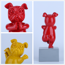 Load image into Gallery viewer, Lovely Yoga French Bulldog Statue Resin Figurines Nordic Creative Cartoon Animals Sculpture Children' Room Decor Crafts
