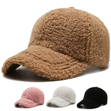 Load image into Gallery viewer, New Winter Women Baseball Cap Men Artificial Lamb Wool Duck Tongue Hats Plush Thickened Warm Fashion Solid Velvet Sunshade Hat
