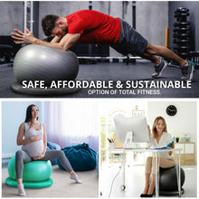 Load image into Gallery viewer, Yoga Ball Chair – Stability Ball with Inflatable Stability Base &amp; Resistance Bands, Fitness Ball for Home Gym, Office
