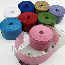 Load image into Gallery viewer, 10M DIY Rustic Jute Ribbon Colorful Woven Linen Ribbon Burlap Hemp Fabric Hessian Hemp Cloth Christmas Wedding Decor linen rolls
