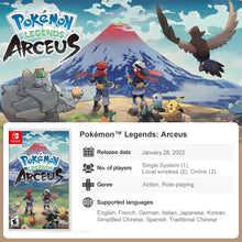 Load image into Gallery viewer, Pokémon Nintendo Switch Game Pokemon Pearl Diamond Sword Shield Pokémon Arceus Scarlet Violet Pikachu Lets Go Physical Game Card
