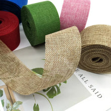 Load image into Gallery viewer, 10M DIY Rustic Jute Ribbon Colorful Woven Linen Ribbon Burlap Hemp Fabric Hessian Hemp Cloth Christmas Wedding Decor linen rolls
