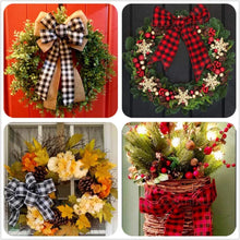 Load image into Gallery viewer, 6M/Roll Craft Ribbon Imitation Hemp Ribbon Wire Wire Edge Linen Ribbon Christmas Decoration Red and Green Snowflake Plaid Ribbon
