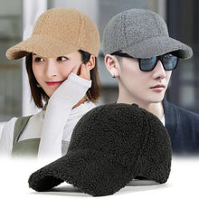 Load image into Gallery viewer, New Winter Women Baseball Cap Men Artificial Lamb Wool Duck Tongue Hats Plush Thickened Warm Fashion Solid Velvet Sunshade Hat
