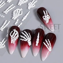 Load image into Gallery viewer, 5D Relief Skeleton Hand Halloween Nail Art Stickers Devil's Eye Slider Decal DIY Manicure Decoration Tips Nail Accessories Tools
