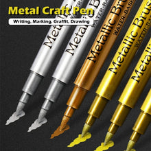 Load image into Gallery viewer, 2/1Pc Brush Metallic Marker Pens Gold Silver Color Permanent Art Marker For Manga Crafts Scrapbooking School Stationery Supplies
