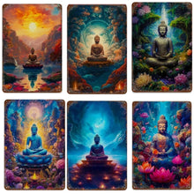 Load image into Gallery viewer, Vintage Metal Signs Decor Stone Ancient Buddha Wall Art Poster Prints Ancient Buddha Meditation Landscape Picture for Room
