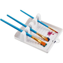 Load image into Gallery viewer, 1Pc Paint Brush Rest Holder White Plastic 4 Slots Paintings Brushes Rests Drip Tray Pad for Watercolor Oil Acrylic Painting
