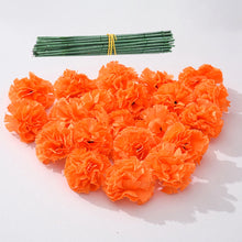 Load image into Gallery viewer, 50Pcs Marigold Artificial Flower for Diwali Home Decor DIY Wreath Garland Craft Wedding Party Decoration
