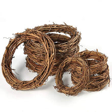 Load image into Gallery viewer, 10/15/20/25/30/40cm DIY Round Natural Rattan Wreath Stem Branch Ring Hanging Garland Wedding Birthday Party Decor Christmas Gift
