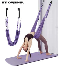 Load image into Gallery viewer, Aerial Yoga Strap Pull Rope Woman Hammock Stretch Leg Splits Trainer Female Gym Belt Aerial Hammock Swing Stretching Inversion
