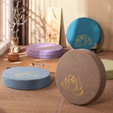 Load image into Gallery viewer, 40X6cm Yoga Meditate Cushion Linen Meditate Backrest Pillow Japanese Tatami Mat Removable and Washable Round Yoga Mat 40X10cm
