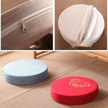 Load image into Gallery viewer, 40X6cm Yoga Meditate Cushion Linen Meditate Backrest Pillow Japanese Tatami Mat Removable and Washable Round Yoga Mat 40X10cm
