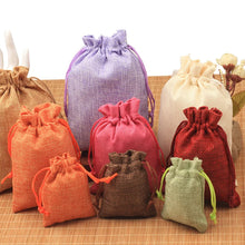 Load image into Gallery viewer, 10pcs Burlap &amp; Jute Drawstring Gift Jewelry Ornaments Hemp Bags Packaging Bags Candy, Chocolate BAG- Party Decorations!
