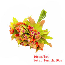 Load image into Gallery viewer, 6/10/12/90/130pcs Orange Mixed Artificial Flower Cherry Stamen Berries Bundle DIY Fake Christmas Wedding Gift Box Wreath Decora
