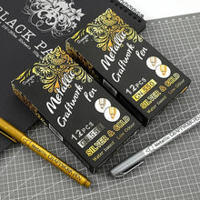 Load image into Gallery viewer, 2/1Pc Brush Metallic Marker Pens Gold Silver Color Permanent Art Marker For Manga Crafts Scrapbooking School Stationery Supplies

