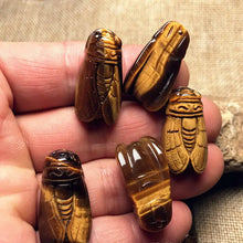 Load image into Gallery viewer, AAA Natural Tiger's Eye Rock Stone Quartz Cicada Carving Healing Crystal Gemstone Carved Cicadas Pendant W/ Hole Home Decor Gift

