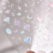 Load image into Gallery viewer, 1pcs 5D Shell Light Nail Stickers Fashion Gold Border Love Heart Bowknot Moon Star Art Decal High Quality Manicure Decorations

