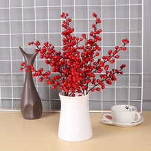 Load image into Gallery viewer, Christmas Red Berry PE Artificial Flower 5 Branches Fake Berries Christmas Wreath Handmade Accessories Home New Year Decorations
