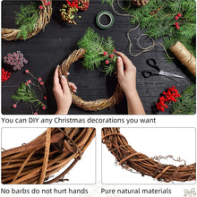 Load image into Gallery viewer, 10/15/20/25/30/40cm DIY Round Natural Rattan Wreath Stem Branch Ring Hanging Garland Wedding Birthday Party Decor Christmas Gift
